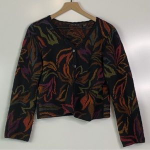 Dakota Alpaca Cropped Cardigan Sweater Beautiful Leaf Design